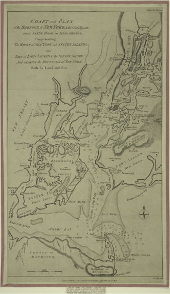 1781 plan of the harbour of New York & the Couny